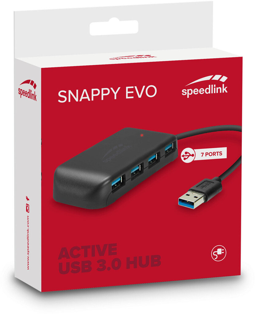 Speedlink USB hub Snappy Evo USB 3.0 7-port (SL-140108) hind ja info | USB adapterid ja jagajad | hansapost.ee