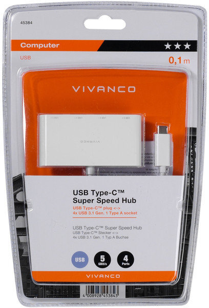 Vivanco USB hub 4-port USB-C Super Speed (45384) цена и информация | USB adapterid ja jagajad | hansapost.ee