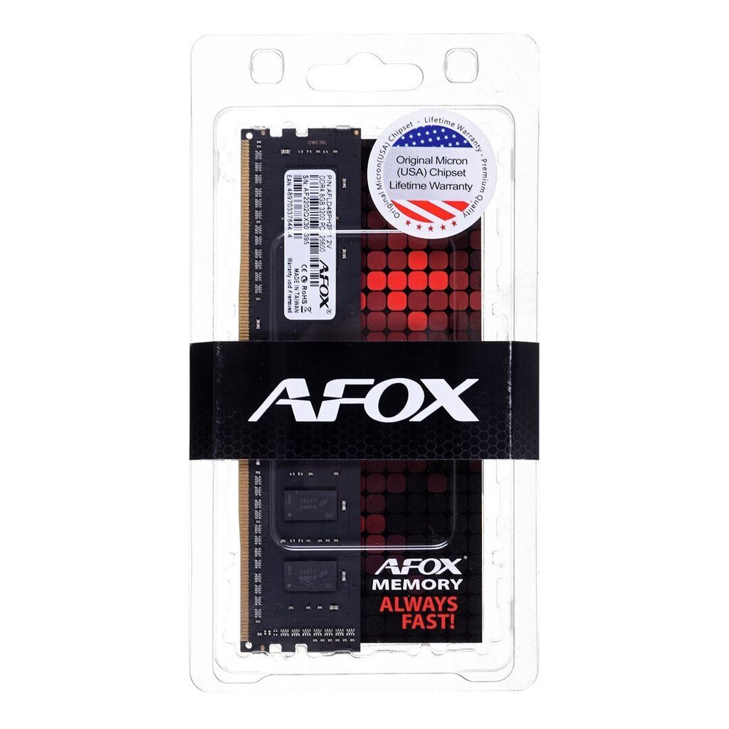 Afox, 16GB, DDR4, 3200MHz, CL22, XMP2, Micron Chip hind ja info | Operatiivmälu | hansapost.ee