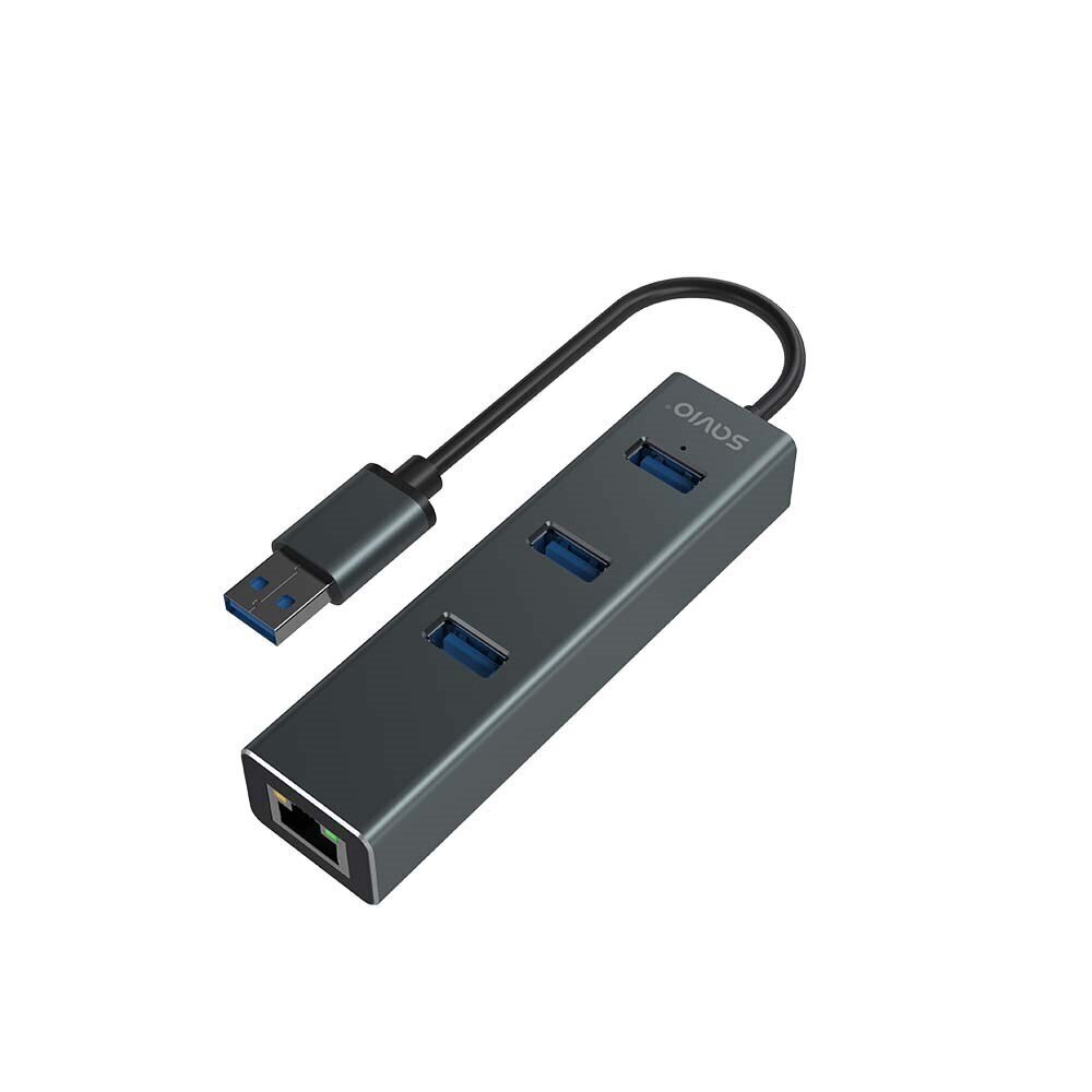 Savio 3-port USB-A 3.1 Gen 1 RJ-45 Gigabit Ethernet цена и информация | USB adapterid ja jagajad | hansapost.ee