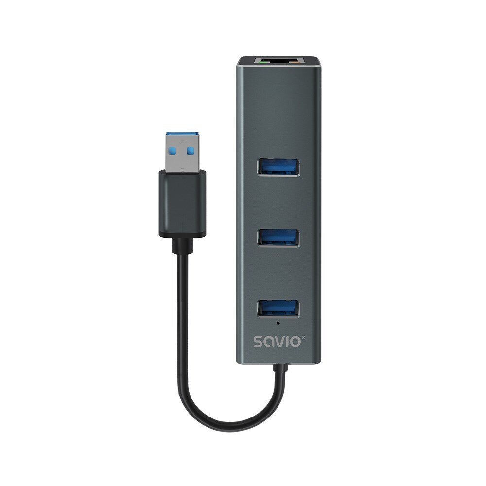 Savio 3-port USB-A 3.1 Gen 1 RJ-45 Gigabit Ethernet цена и информация | USB adapterid ja jagajad | hansapost.ee