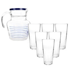Luminarc кувшин со стаканами Florero Rynglit Blue, 7 частей цена и информация | Стаканы, фужеры, кувшины | hansapost.ee