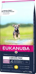 Eukanuba Grain Free Puppy väikestele/keskmise suurusega kutsikatele, kanaga, 12 kg hind ja info | Koerte kuivtoit ja krõbinad | hansapost.ee