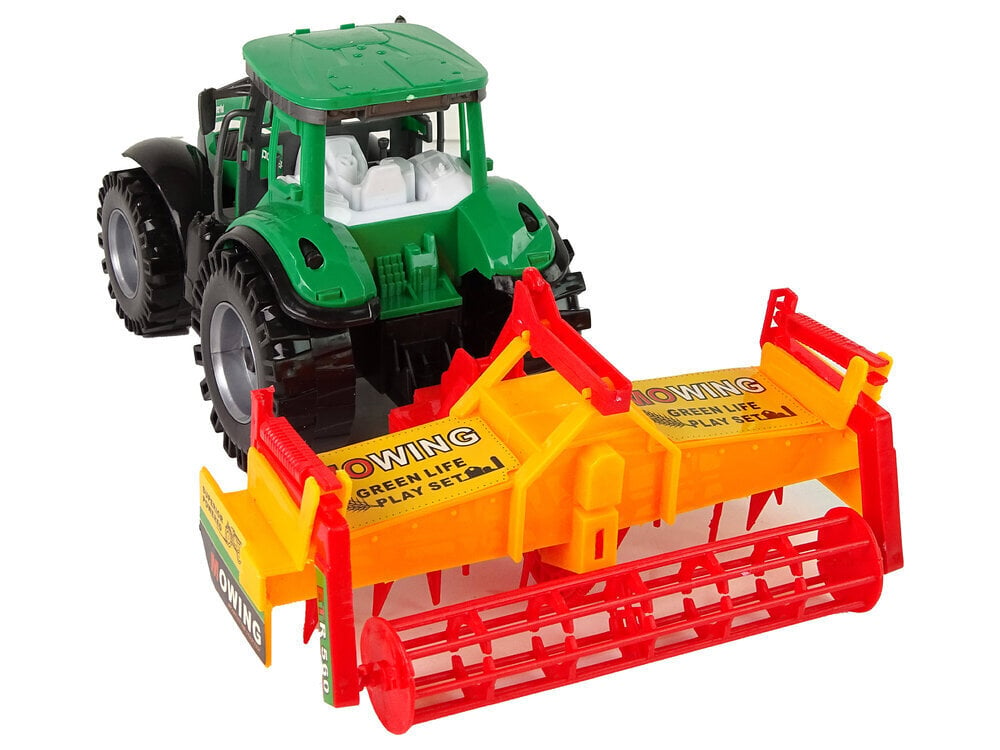 Traktor koos kultivaatoriga Lean Toys, roheline/oranž цена и информация | Mänguasjad poistele | hansapost.ee