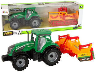 Traktor koos kultivaatoriga Lean Toys, roheline/oranž hind ja info | Mänguasjad poistele | hansapost.ee