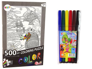 Pusle värvimiseks Kalad Lean Toys, 500 o. hind ja info | Pusled lastele ja täiskasvanutele | hansapost.ee