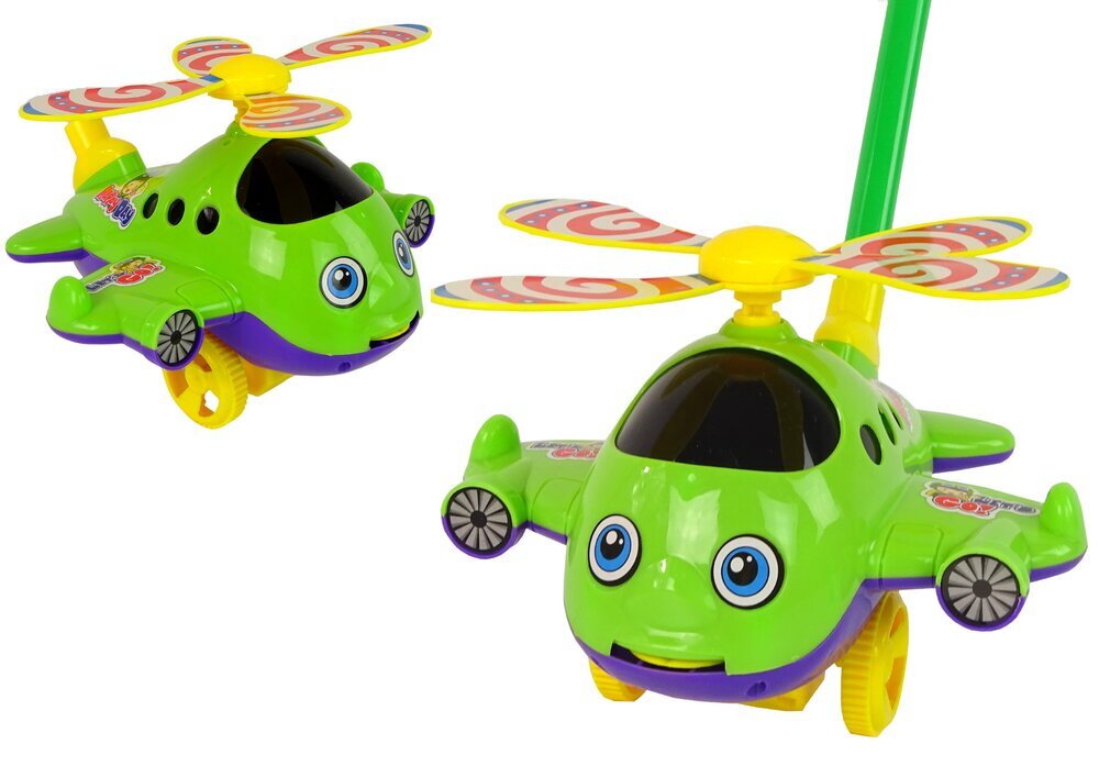 Lükatav mänguasi Lennuk Lean Toys, roheline цена и информация | Beebide mänguasjad | hansapost.ee
