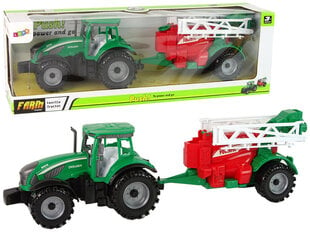 Pritsiga traktor Lean Toys, roheline/punane hind ja info | Mänguasjad poistele | hansapost.ee