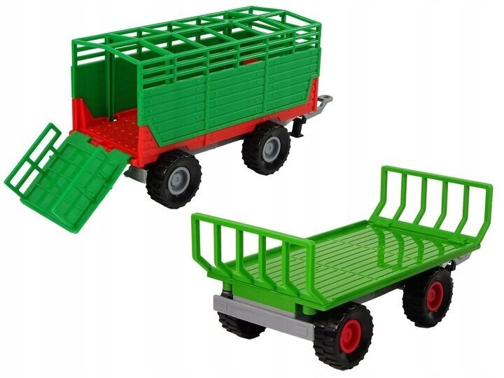 Traktor koos haagistega Lean Toys, roheline цена и информация | Mänguasjad poistele | hansapost.ee