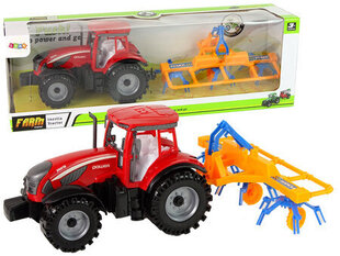 Kaarutiga traktor Lean Toys, punane/kollane hind ja info | Mänguasjad poistele | hansapost.ee