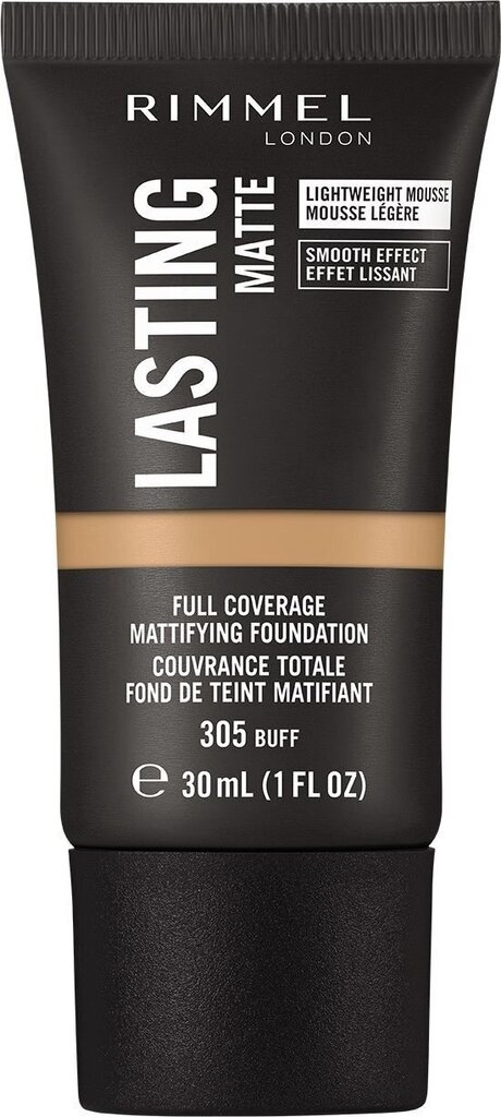 Jumestuskreem Rimmel London Lasting Matte full Coverage Foundation Buff, 30 ml цена и информация | Jumestuskreemid ja puudrid | hansapost.ee