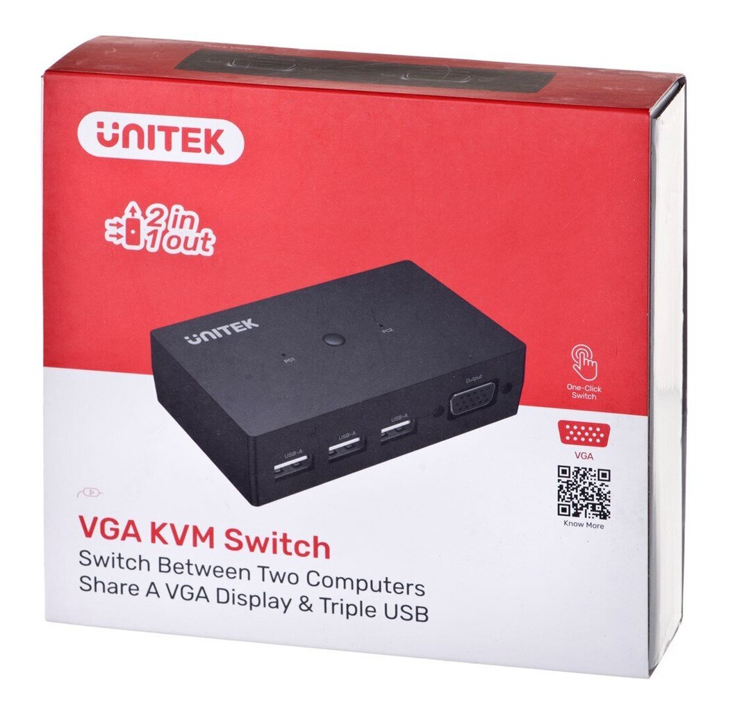 Unitek KVM Switch 2-IN 1-OUT hind ja info | Võrgulülitid | hansapost.ee