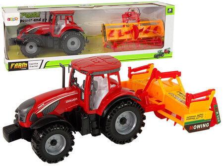 Kultivaatoriga traktor Lean Toys, punane/oranž цена и информация | Mänguasjad poistele | hansapost.ee