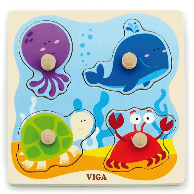 VIGA Puidust Pin Puzzle Sea цена и информация | Beebide mänguasjad | hansapost.ee