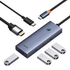 6in1 Hub Baseus  UltraJoy USB-C do HDMI4K@60Hz+4xUSB 3.0+PD (space grey) цена и информация | Адаптеры и USB-hub | hansapost.ee