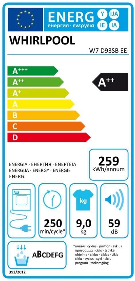 Whirlpool W7 D93SB EE цена и информация | Pesukuivatid | hansapost.ee