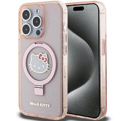 Hello Kitty HKHMP15LHRSGEP iPhone 15 Pro 6.1" różowy|pink hardcase Ring Stand Glitter Electrop Logo MagSafe цена и информация | Чехлы для телефонов | hansapost.ee