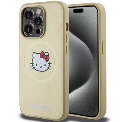 Hello Kitty HKHMP15LPGHCKD iPhone 15 Pro 6.1" złoty|gold hardcase Leather Kitty Head MagSafe цена и информация | Чехлы для телефонов | hansapost.ee