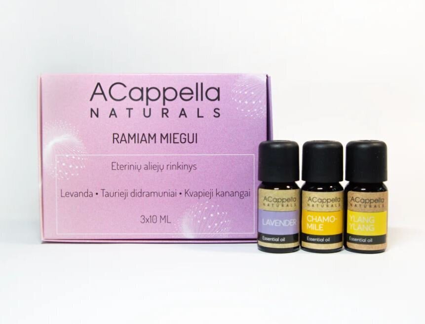 Eeterlike õlide komplekt Acappella rahulikuks uneks, 3x10 ml цена и информация | Kosmeetilsed ja eeterlikud õlid | hansapost.ee