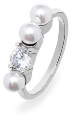 Troli Elegantne terassõrmus tsirkooniga ja pärlitega VEDR0341S hind ja info | Sõrmused | hansapost.ee