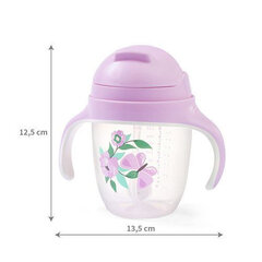 Tass koos kõrrega Babyono 1464/05, lilla, 6 kuud+, 240 ml price and information | Baby bottles and accessories | hansapost.ee