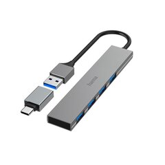 Hama USB-jaotur, 4x USB 3.2 Gen 1, USB-C-adapter, hall – USB-jaotur цена и информация | Адаптеры, USB-разветвители | hansapost.ee