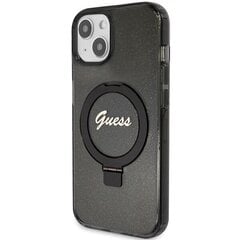 Guess GUHMP15MHRSGSK iPhone 15 Plus 6.7" czarny|black hardcase Ring Stand Script Glitter MagSafe цена и информация | Чехлы для телефонов | hansapost.ee