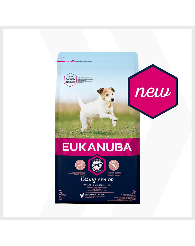 Eukanuba Caring Senior Small väikest tõugu vanematele koertele, 3 kg цена и информация | Koerte kuivtoit ja krõbinad | hansapost.ee