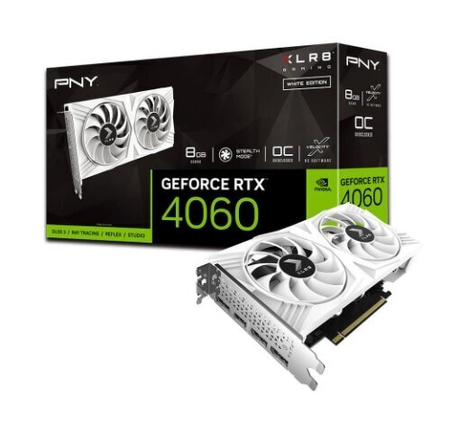 PNY GeForce RTX 4060 OC XLR8 Verto DF White Edition (VCG40608DFWXPB1-O) цена и информация | Videokaardid | hansapost.ee