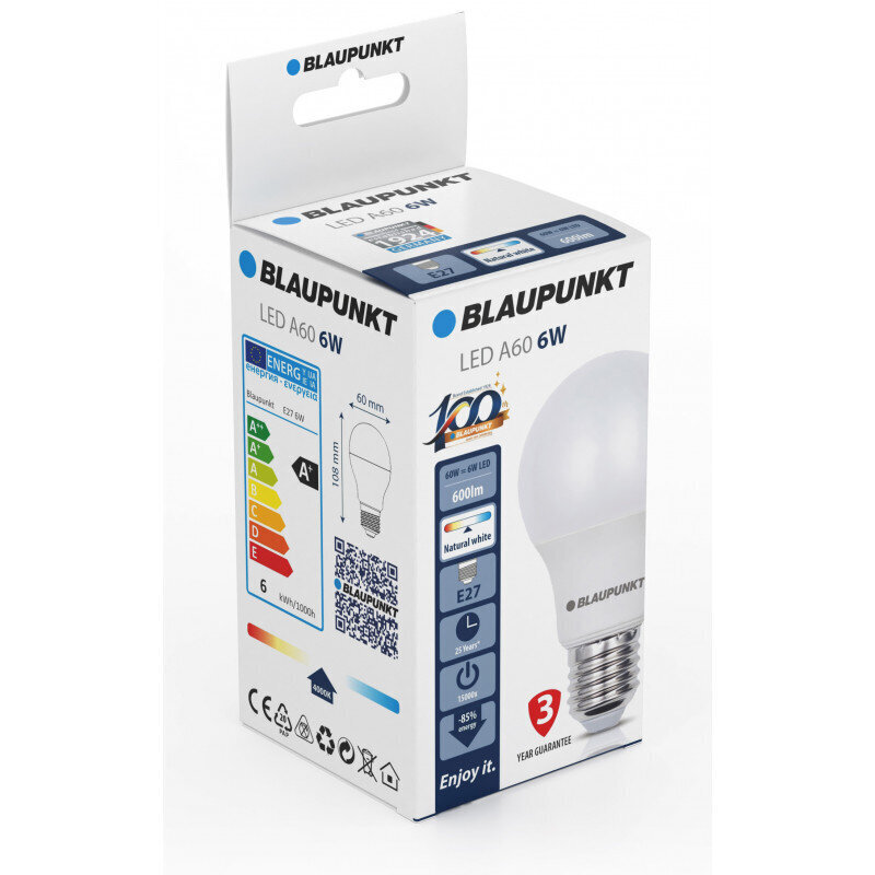 Blaupunkt LED pirn E27 6W, naturaalne valge hind ja info | Lambipirnid ja LED-pirnid | hansapost.ee