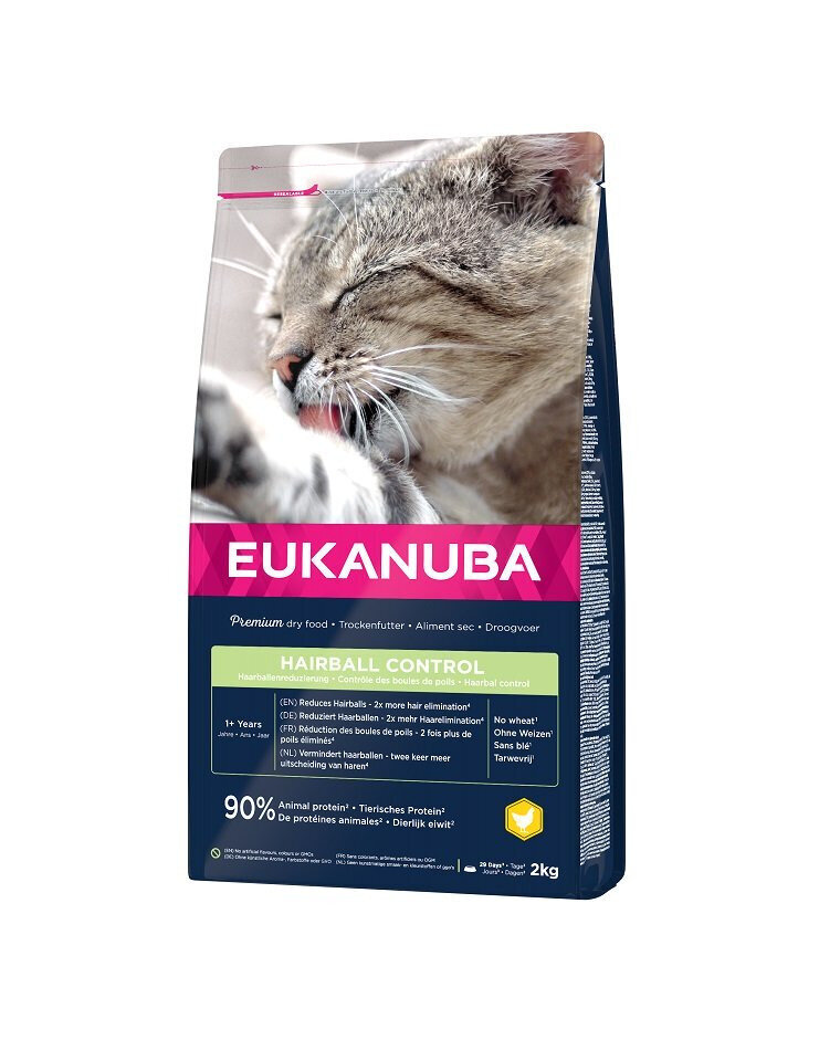 Eukanuba Adult Hairball Control, 10 kg hind ja info | Kassi kuivtoit ja kassikrõbinad | hansapost.ee