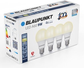 Blaupunkt LED pirnid E27 9W 4tk, soe valge hind ja info | Blaupunkt Remondikaubad, sanitaartehnika ja kütteseadmed | hansapost.ee