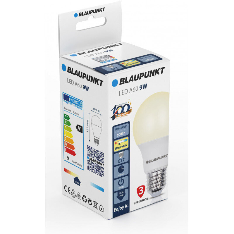 Blaupunkt LED pirn E27 9W, soe valge цена и информация | Lambipirnid ja LED-pirnid | hansapost.ee