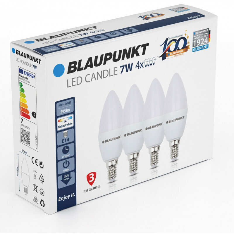 Blaupunkt LED pirnid E14 7W 4tk, soe valge цена и информация | Lambipirnid ja LED-pirnid | hansapost.ee
