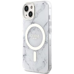 Чехол Guess для iPhone 14 6,1 GUHMP14SPCUMAH белый жесткий чехол Marble MagSafe цена и информация | Чехлы для телефонов | hansapost.ee