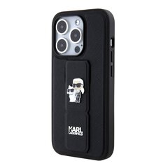 Karl Lagerfeld Saffiano Grip Stand Metal Logo Case for iPhone 15 Pro Max Black цена и информация | Чехлы для телефонов | hansapost.ee