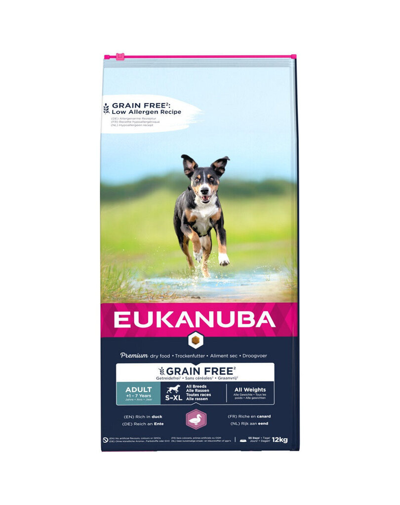 Eukanuba Grain Free S-XL Adult täiskasvanud koertele pardiga, 3 kg цена и информация | Koerte kuivtoit ja krõbinad | hansapost.ee