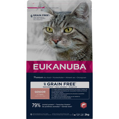 Eukanuba Grain Free Senior для пожилых кошек с лососем, 2 кг цена и информация | Сухой корм для кошек | hansapost.ee