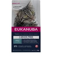 Eukanuba Grain Free Adult для взрослых кошек с лососем, 2 кг цена и информация | Сухой корм для кошек | hansapost.ee