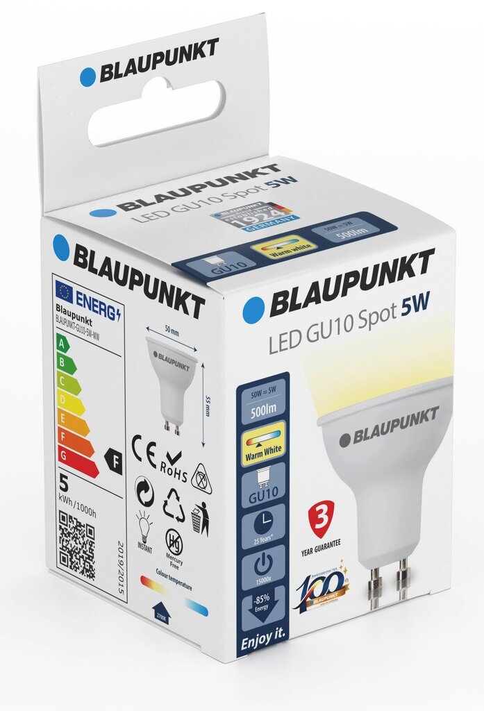 Blaupunkt LED lambipirn GU10 5W, soe valge цена и информация | Lambipirnid ja LED-pirnid | hansapost.ee