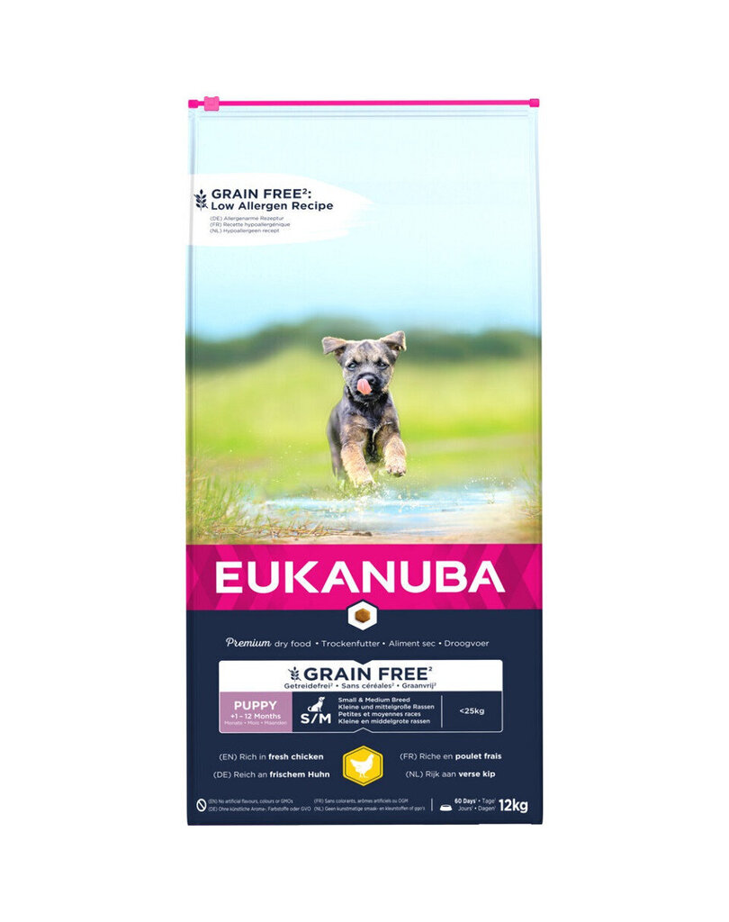 Eukanuba Puppy Grain Free S/M kanaga väikest ja keskmist tõugu koertele, 3 kg hind ja info | Koerte kuivtoit ja krõbinad | hansapost.ee