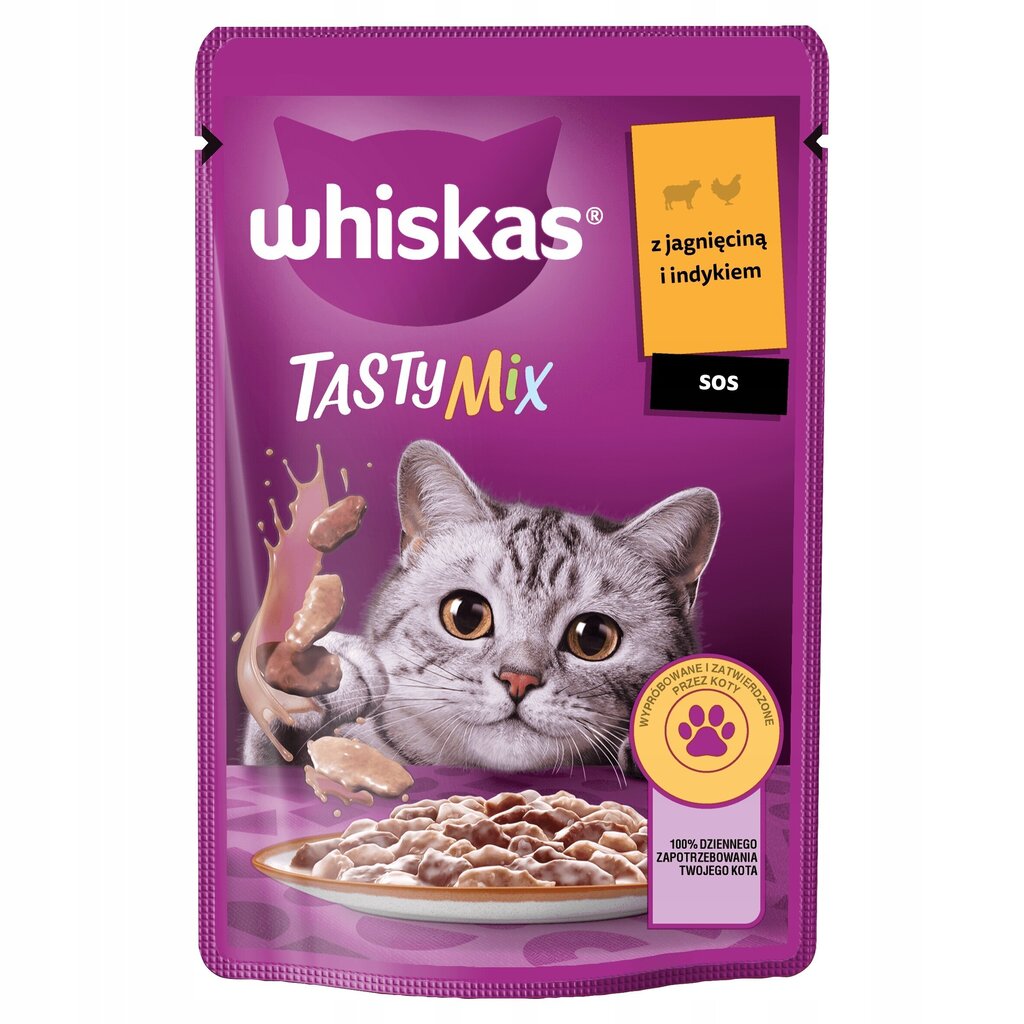 Whiskas Adult lambaliha ja kalkuniga täiskasvanud kassidele, 28x85 g цена и информация | Kassikonservid | hansapost.ee