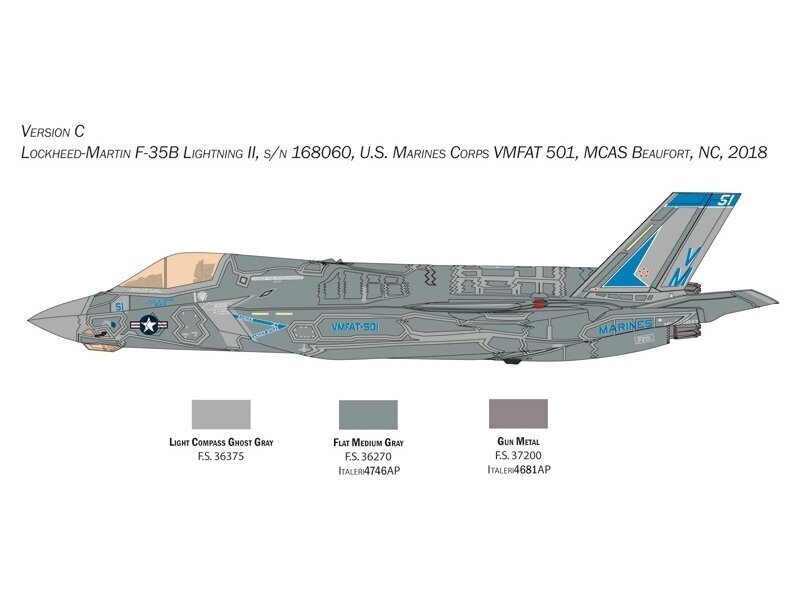 Italeri - Lockheed Martin F-35B Lightning II STOVL Version, 1/48, 2810 price and information | Klotsid ja konstruktorid | hansapost.ee