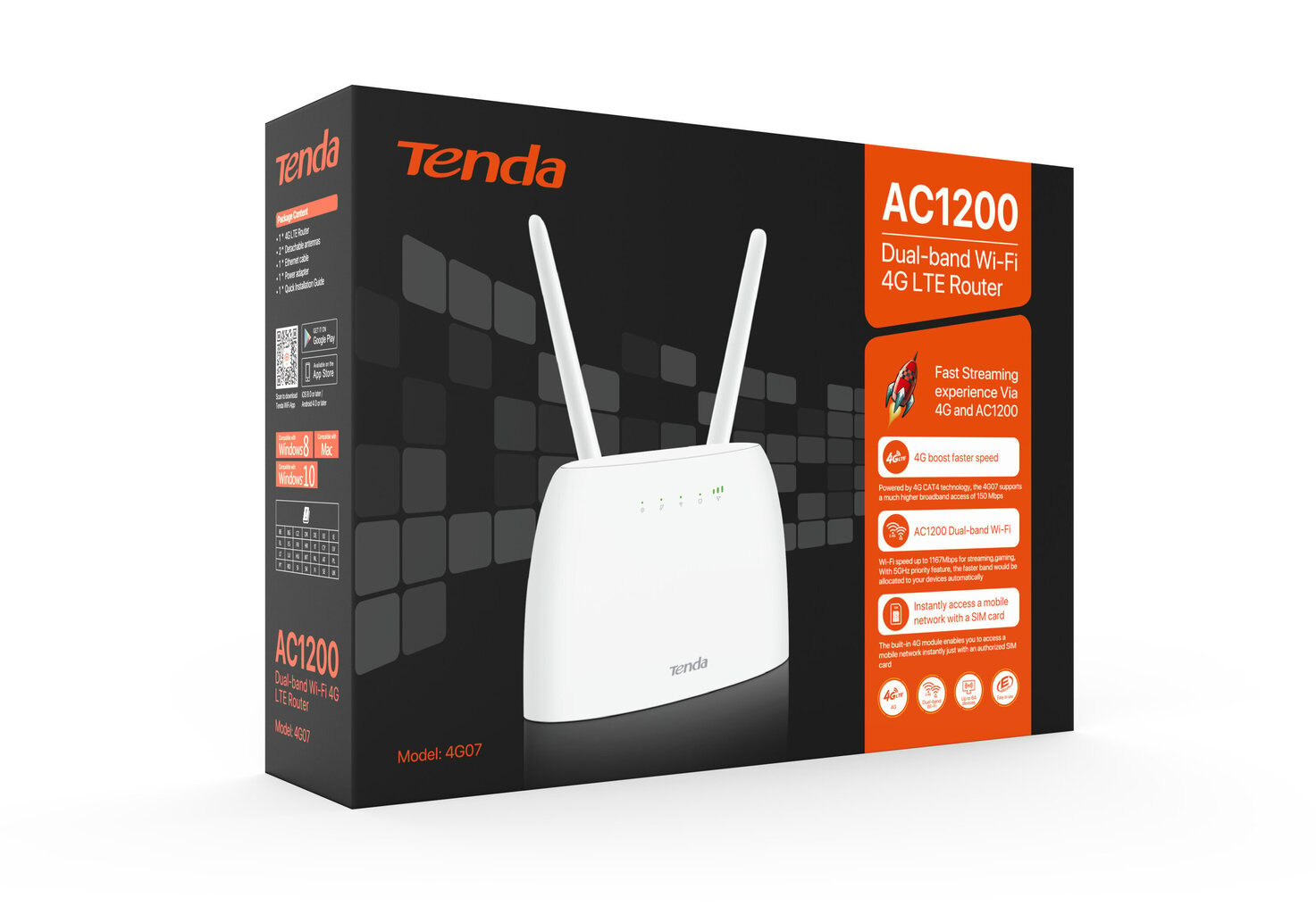 Tenda-4G07 C1200 Dual-band Wi-Fi 4G LTE цена и информация | Ruuterid | hansapost.ee