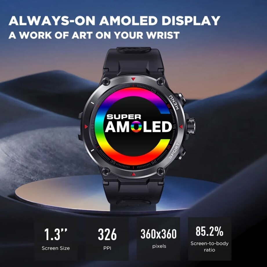 Amazfit stratos cheap screen size