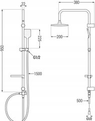Dušisüsteem termostaadiga Mexen KT17, Black hind ja info | Dušikomplektid ja süsteemid | hansapost.ee