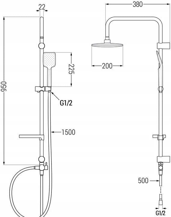 Dušisüsteem termostaadiga Mexen KT17, Black цена и информация | Dušikomplektid ja süsteemid | hansapost.ee