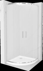 Pusapvalė dušo kabina Mexen Rio F su padėklu ir sifonu, matinė, Chrome+White/Chrome, 80 x 80 cm цена и информация | Душевые кабины | hansapost.ee