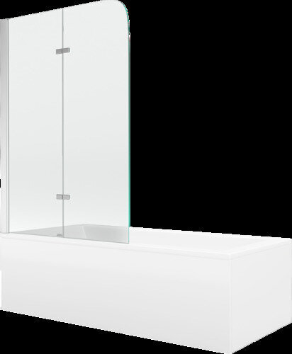 Vann Mexen Cubik viimistluse ja klaasseinaga, 150x70 cm + 100 cm, valge+II/kroom hind ja info | Vannid | hansapost.ee