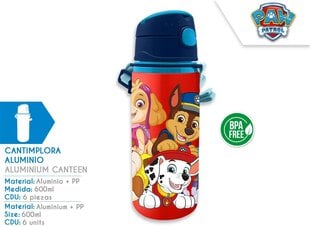 Paw Patrol alumiiniumpudel 600 ml hind ja info | Joogipudelid | hansapost.ee